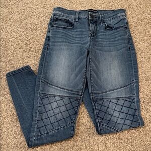 Express Dark Blue Skinny Jeans with Quilted Knee Detail